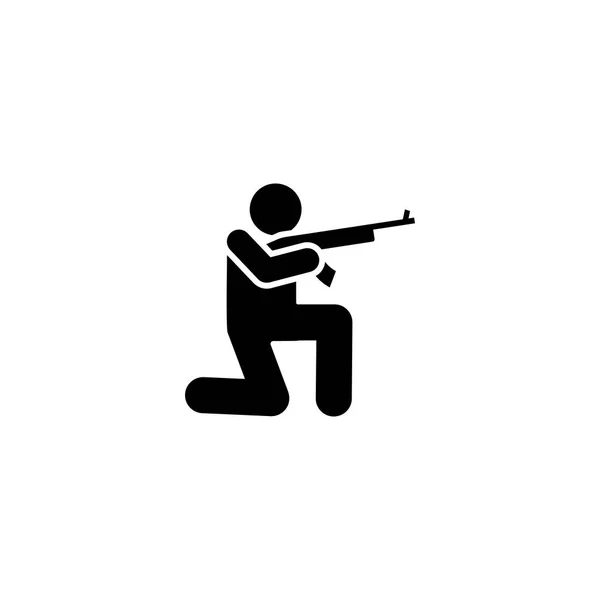 Guerra, acción, soldado, pistola, icono de pictograma de hombre — Vector de stock