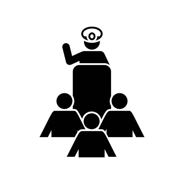 Soldats, entraînement, séminaire, homme, pictogramme de l'orateur icône — Image vectorielle