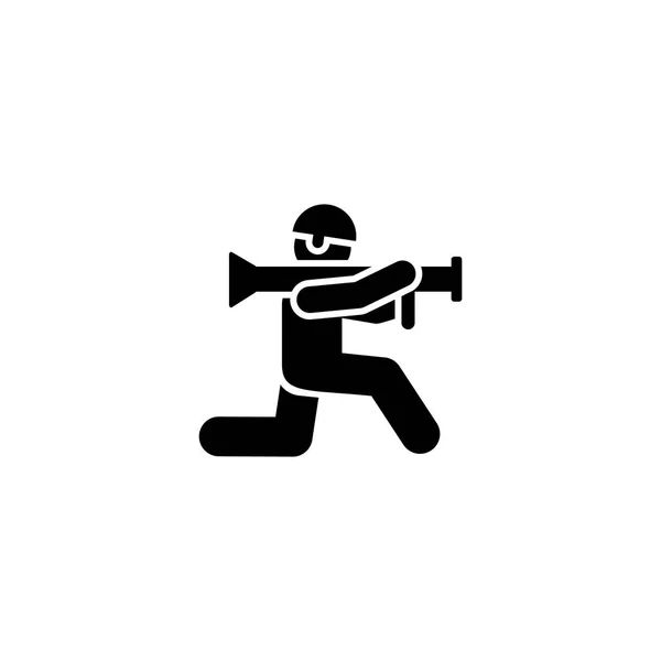 Automático, militar, arma, soldados, ícone de sub pictograma — Vetor de Stock