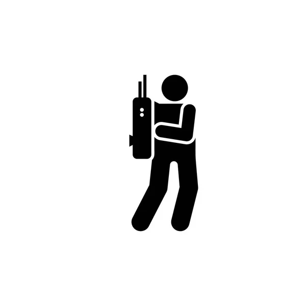 Adam, radyo, asker, kask, askeri piktogram simgesi — Stok Vektör