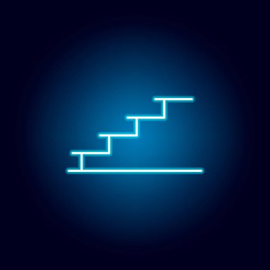 zemin, sahne, merdiven neon tarzı simge anahat. işaretleri ve semboller web, logo, mobil uygulama, Ui, Ux için kullanılabilir