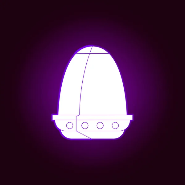 Disco voador ícone esboço em estilo neon violeta. Elementos do ícone da linha de ilustração UFO. Sinais, símbolos e vetores podem ser usados para web, logotipo, aplicativo móvel, UI, UX — Vetor de Stock
