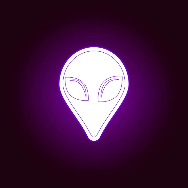 Aliens Head Outline-Ikone im violetten Neon-Stil. Elemente des Ufo Illustration Line Icons. Zeichen, Symbole und Vektoren können für Web, Logo, mobile App, ui, ux verwendet werden — Stockvektor