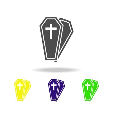 Tabut çok renkli simgesi. Hayalet element illüstrasyon unsuru. İşaretler ve semboller simgesi web, logo, mobil uygulama, Ui, Ux için kullanılabilir