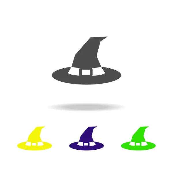 Chapeau de sorcière icône multicolore. Élément d'illustration des éléments fantômes. Signes et symboles icône peut être utilisé pour le web, logo, application mobile, UI, UX — Image vectorielle