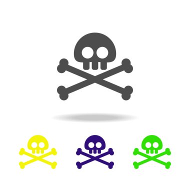 kafatası ve Kemikler çok renkli simgesi. Hayalet element illüstrasyon unsuru. İşaretler ve semboller simgesi web, logo, mobil uygulama, Ui, Ux için kullanılabilir