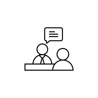 iş görüşmesi satırı simgesi. Mobil konsept ve web uygulamaları için kafa avcılığı simgesinin öğesi. İnce çizgi iş görüşmesi simgesi web ve mobil cihazlar için kullanılabilir. Premium simgesi