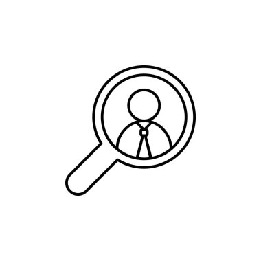 büyüteç çizgi simgesinde adam. Mobil konsept ve web uygulamaları için kafa avcılığı simgesinin öğesi. Büyüteç simgesiince çizgi adam web ve mobil için kullanılabilir. Premium simgesi