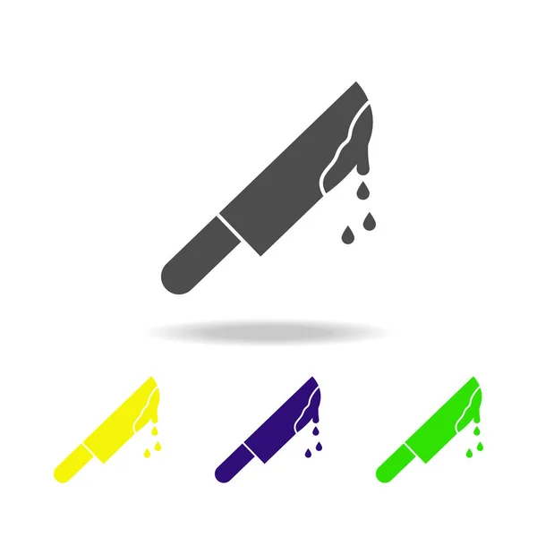 Нож с разноцветной иконой крови. Элемент иллюстрации элементов призрака. Знаки и символы могут быть использованы для веб, логотип, мобильное приложение, пользовательский интерфейс, UX — стоковый вектор
