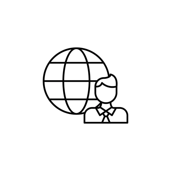 Globus und Mensch-Linie-Symbol. Element der Headhunting-Ikone für mobile Konzepte und Web-Apps. dünne Linie Globus und Mann-Symbol können für Web-und mobile verwendet werden. Premiumsymbol — Stockvektor