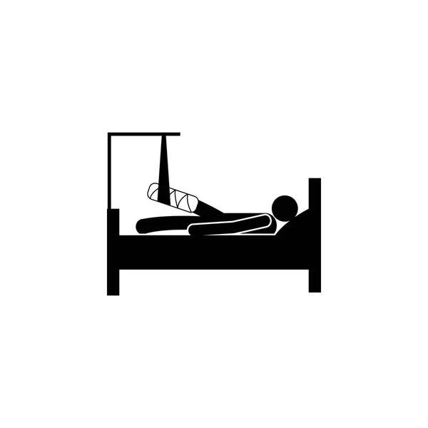 Чоловік лежить з іконою перев'язаної ноги. Елементи ікони пацієнтів у лікарні. Графічний дизайн преміум якості. Знаки, значок збірки символів для веб-сайтів — стоковий вектор