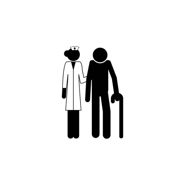 Krankenschwester mit Patientensymbol. Elemente von Patienten in der Krankenhaus-Ikone. hochwertiges Grafikdesign. Zeichen, Umrisse Symbolsammlung Symbol für Webseiten, Web-Design, mobile App — Stockvektor