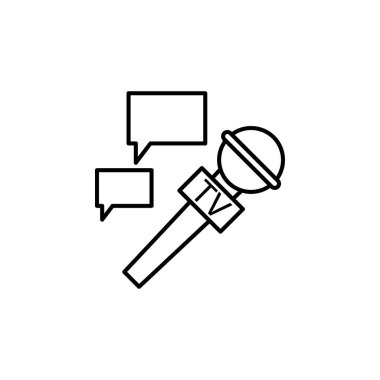 mikrofon ve iletişim balonu simgesi. Mobil kavram ve web uygulamaları illüstrasyon için gazeteci unsuru. Web sitesi tasarımı ve geliştirilmesi için illüstrasyon, uygulama geliştirme