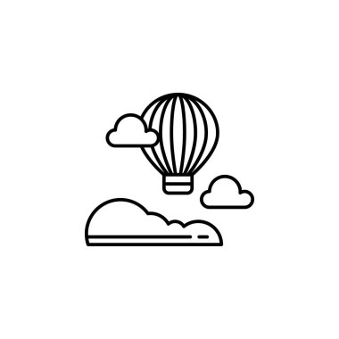 Sıcak hava balonu anahat simgesi. Manzara lar illüstrasyon unsuru. İşaretler ve semboller anahat simgesi web, logo, mobil uygulama, Ui, Ux için kullanılabilir.