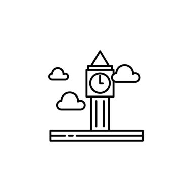 Big Ben, bulut anahat simgesi. Manzara lar illüstrasyon unsuru. İşaretler ve semboller anahat simgesi web, logo, mobil uygulama, Ui, Ux için kullanılabilir.