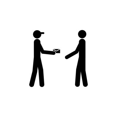 postacı bir harf simgesi gönderir. Lojistik simgesinin öğesi. Üstün kaliteli grafik tasarım simgesi. Web siteleri, web tasarımı, mobil uygulama için işaretler ve semboller toplama simgesi