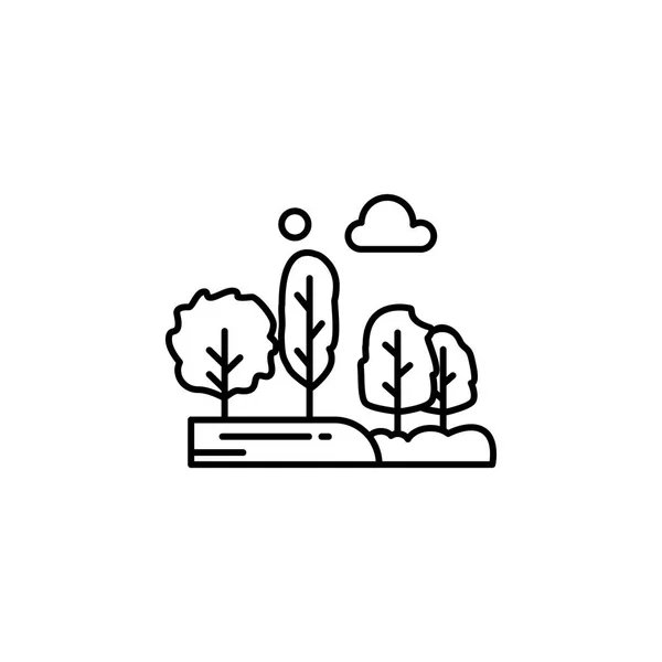 Bomen, maan, wolk omtrek pictogram. Element van landschappen illustratie. Tekenen en symbolen overzicht pictogram kan worden gebruikt voor web, logo, mobiele app, ui, UX. — Stockvector