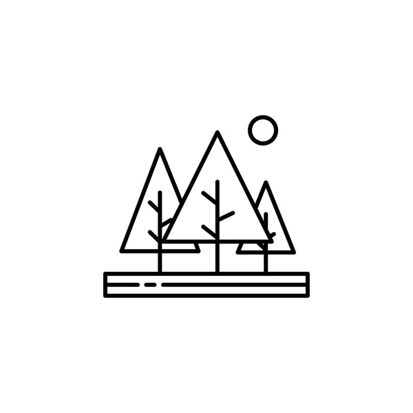 Trees, sun outline icon. Element of landscapes illustration. Signs and symbols outline icon can be used for web, logo, mobile app, UI, UX. — Stock Vector
