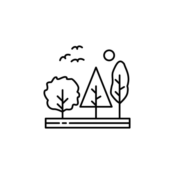 Bäume, Wald, Natur, Vögel umreißen das Symbol. Element der Landschaften Illustration. Zeichen und Symbole umreißen Symbol kann für Web, Logo, mobile App, ui, ux verwendet werden. — Stockvektor