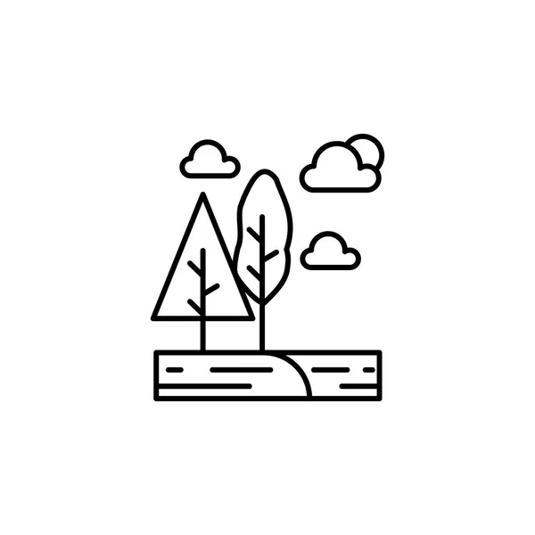 Bäume, Wolken, Sonnenumrisse. Element der Landschaften Illustration. Zeichen und Symbole umreißen Symbol kann für Web, Logo, mobile App, ui, ux verwendet werden. — Stockvektor