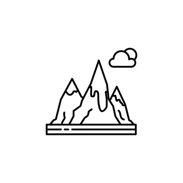 Berg, Sonne, Wolkenumrisse. Element der Landschaften Illustration. Zeichen und Symbole umreißen Symbol kann für Web, Logo, mobile App, ui, ux verwendet werden. — Stockvektor