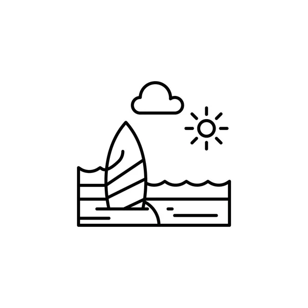 Strand, zonnige, Oceaan, wolk omtrek pictogram. Element van landschappen illustratie. Tekenen en symbolen overzicht pictogram kan worden gebruikt voor web, logo, mobiele app, ui, UX. — Stockvector