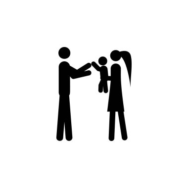 ebeveynler bir çocuğu kollarında tutarlar. Yaşam unsuru evli insanlar illüstrasyon. Üstün kaliteli grafik tasarım simgesi. Web siteleri için işaretler ve semboller toplama simgesi