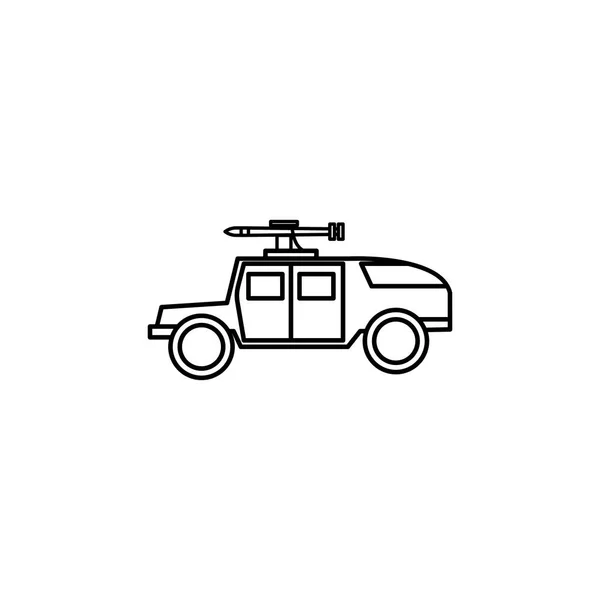 Icono de línea de coche militar — Vector de stock