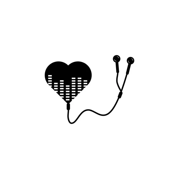 Auriculares e ícono del corazón. Elemento del icono de la música. Icono de diseño gráfico de calidad premium. Signos y símbolos icono de colección para sitios web, diseño web, aplicación móvil — Vector de stock