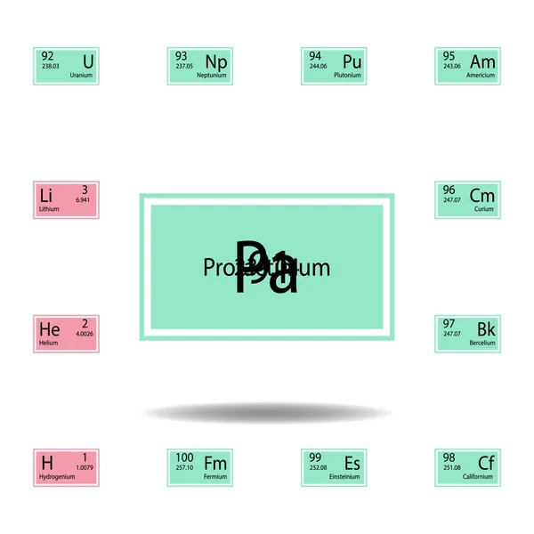 Élément de tableau périodique protactinium icône de couleur. Ensemble de signe chimique icône de couleur. Icône de collecte de signes et symboles pour sites Web, conception Web, application mobile — Image vectorielle