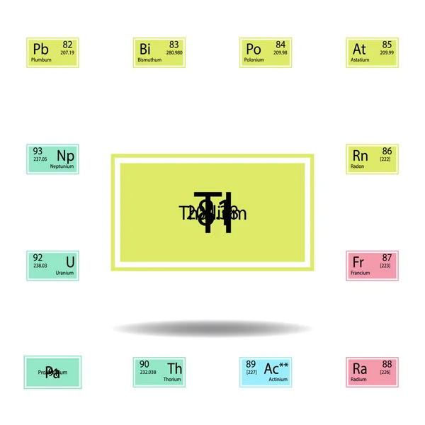 Ikon warna thallium tabel periodik. Set kimia tanda ikon warna. Ikon koleksi simbol dan tanda untuk situs web, desain web, aplikasi seluler - Stok Vektor