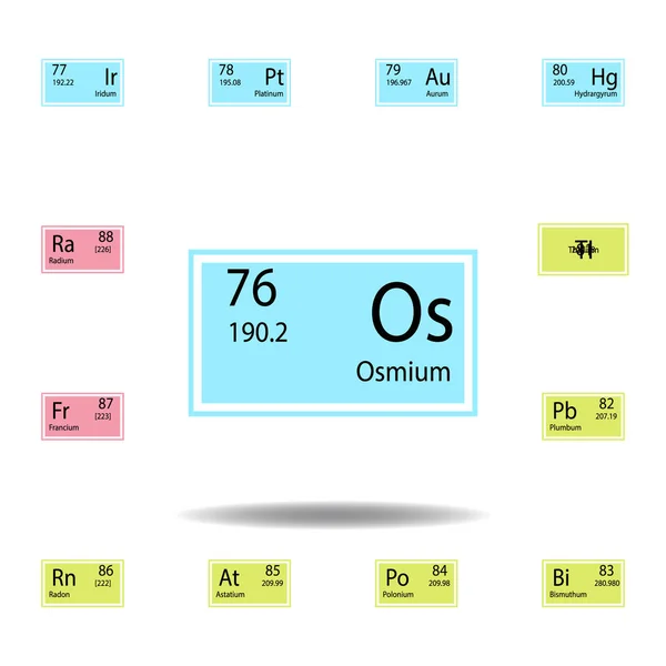 Elemento de tabla periódica ícono de color osmio. Conjunto de icono de color de signo químico. Signos y símbolos icono de colección para sitios web, diseño web, aplicación móvil — Archivo Imágenes Vectoriales