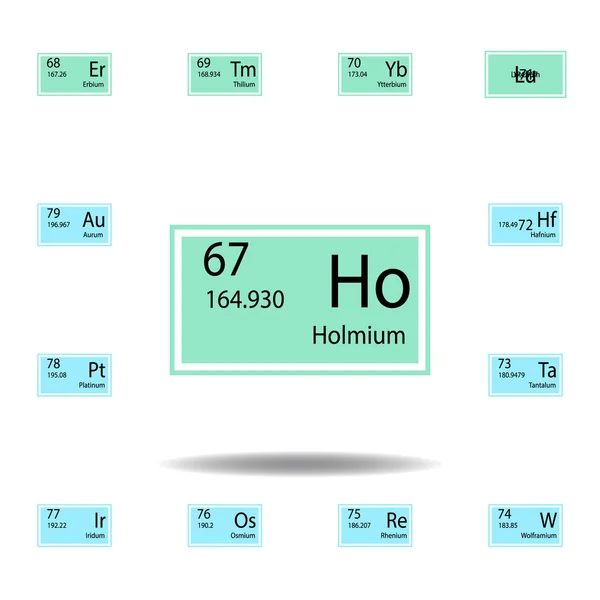 Periodensystem Element Holmium Farbe Symbol. Satz chemischer Zeichenfarbe. Symbolsammlung für Webseiten, Webdesign, mobile App — Stockvektor