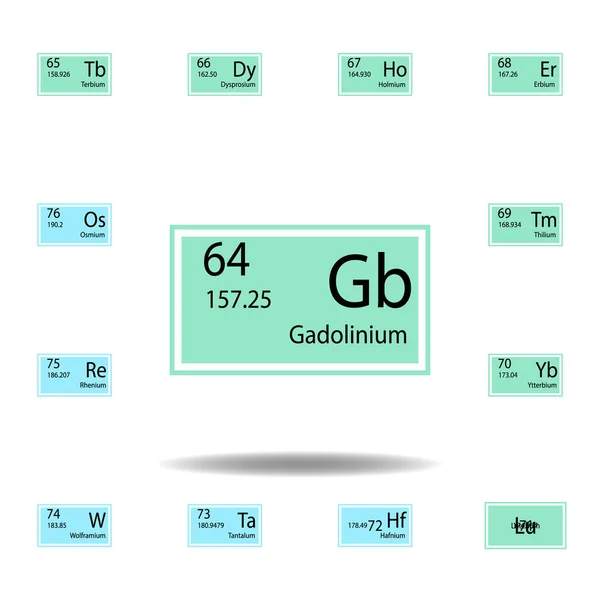 Periodic table element gadolinium color icon. Set of chemical sign color icon. Signs and symbols collection icon for websites, web design, mobile app — Stock Vector