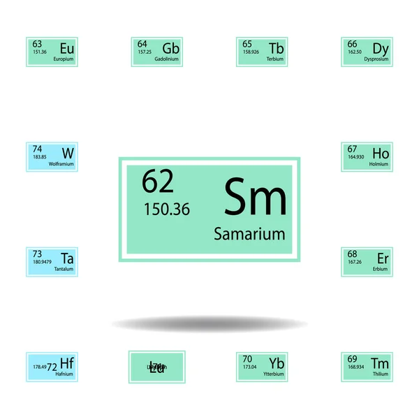 Okresowa ikona koloru Samar elementu tabeli. Zestaw ikona kolor znak chemiczny. Ikona kolekcji znaków i symboli dla stron www, projektowanie stron internetowych, aplikacja mobilna — Wektor stockowy