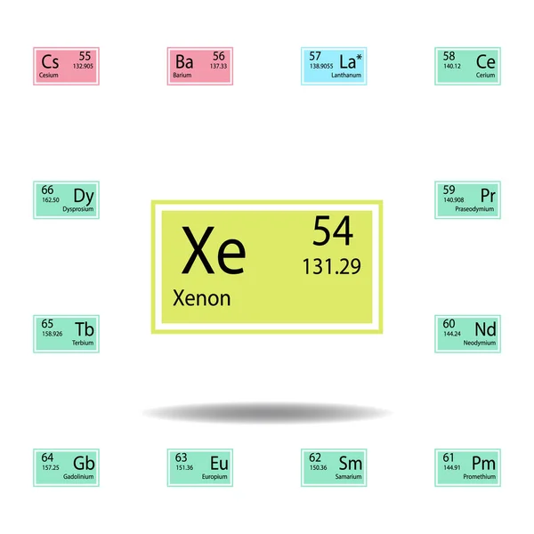 Periodiek element Xenon color icoon. Set van chemisch tekenkleur pictogram. Tekenen en symbolen collectie icoon voor websites, webdesign, mobiele app — Stockvector