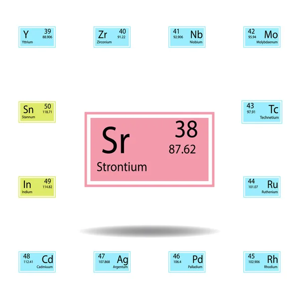 Ikona tabulky s periodickou barvou stroncia. Sada ikon chemického znaku Ikona sbírky značek a symbolů pro weby, návrh webu, mobilní aplikace — Stockový vektor