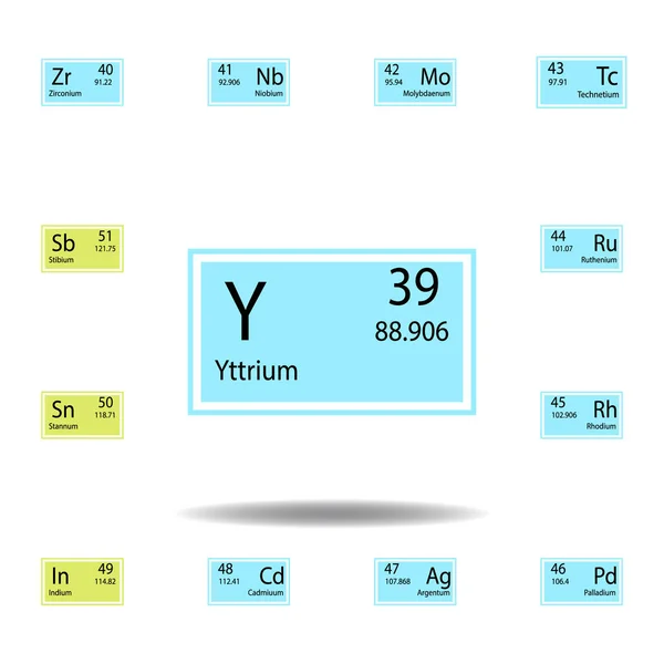 Periodiek element yttrium color icoon. Set van chemisch tekenkleur pictogram. Tekenen en symbolen collectie icoon voor websites, webdesign, mobiele app — Stockvector