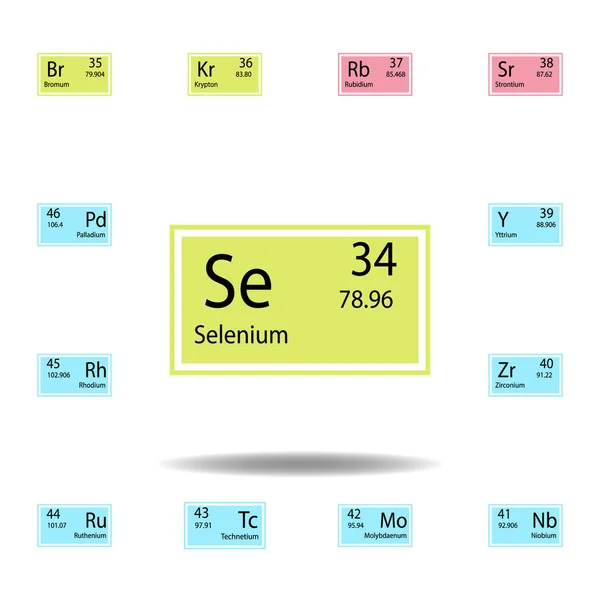 Ícone de cor selênio elemento tabela periódica. Conjunto de ícone de cor sinal químico. Ícone de coleção de sinais e símbolos para sites, web design, aplicativo móvel —  Vetores de Stock