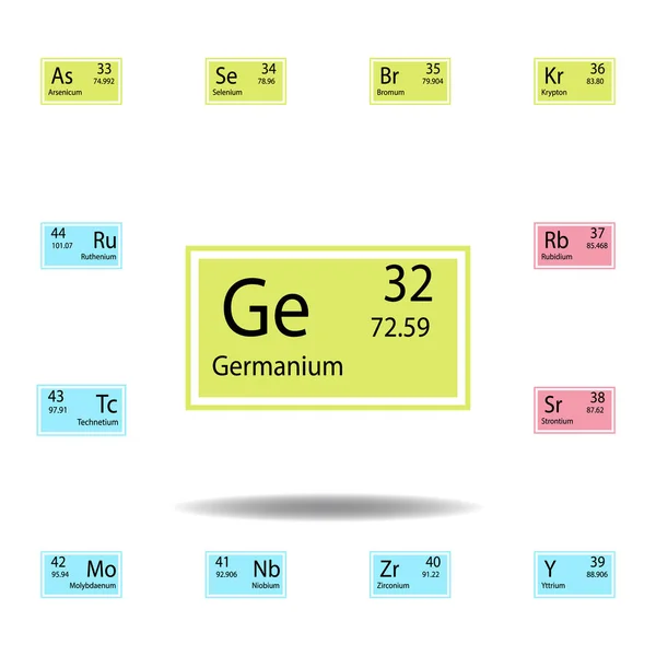Unsur tabel periodik ikon warna germanium. Set kimia tanda ikon warna. Ikon koleksi simbol dan tanda untuk situs web, desain web, aplikasi seluler - Stok Vektor