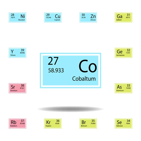 Elemento tabla periódica cabaltum color icono. Conjunto de icono de color de signo químico. Signos y símbolos icono de colección para sitios web, diseño web, aplicación móvil — Vector de stock