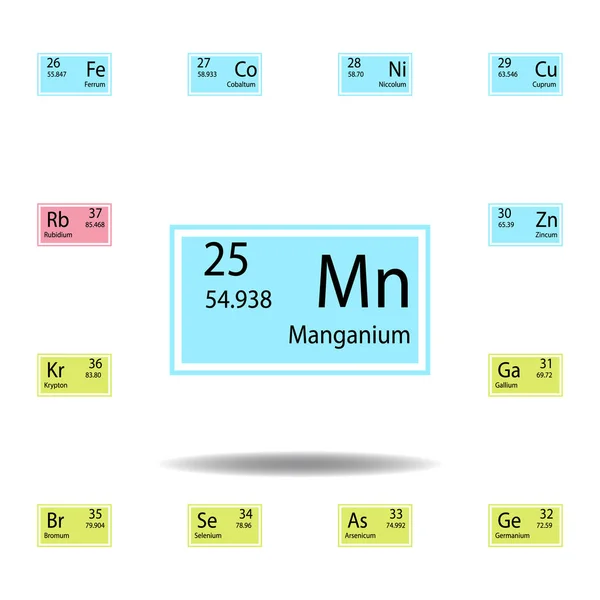 Periodic table element manganium color icon. Set of chemical sign color icon. Signs and symbols collection icon for websites, web design, mobile app — Stock Vector