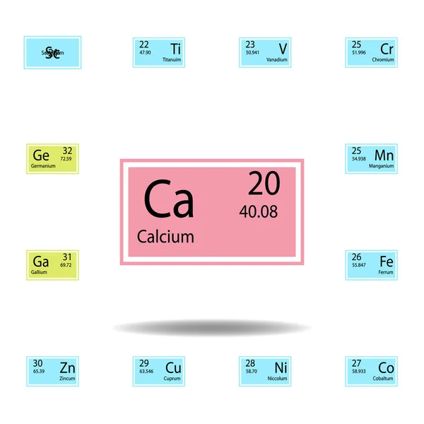 Időszakos Táblázatelem kalcium szín ikonja. A vegyijel-szín ikon beállítása. Jelek és szimbólumok gyűjtemény ikon honlapok, web design, mobil alkalmazás — Stock Vector