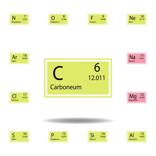 Значок цвета карбониума элемента периодической таблицы. Набор значка цвета химического знака. Знаки и значки сбора символов для веб-сайтов, веб-дизайна, мобильного приложения — стоковый вектор
