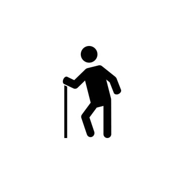 beyaz arka plan üzerinde yaşlı adam Siluet simgesi