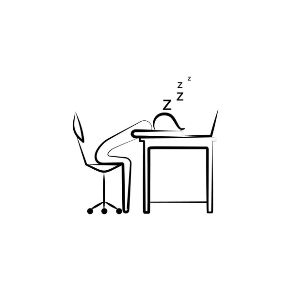 Ofis adamı iş anahat simgesinde uyku. Ofis hayatı illüstrasyon unsuru. Üstün kaliteli grafik tasarım simgesi. Web siteleri, mobil uygulama için işaretler ve semboller toplama simgesi