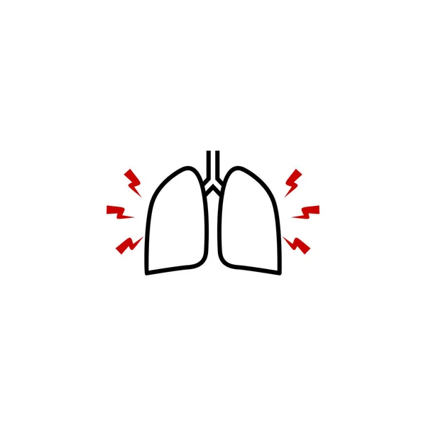 疼痛的肺部图标。移动概念和 Web 应用插图的人体疼痛元素。用于网站设计和开发、应用开发的细线图标 — 图库矢量图片