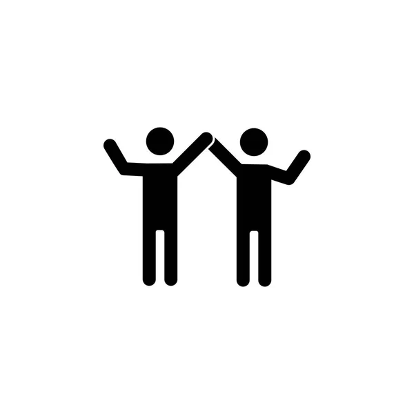Silueta de dos hombres que levantaron las manos icono — Vector de stock