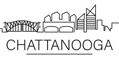 Chattanooga şehir anahat simgesi. cityscapes illüstrasyon çizgi simgesinin öğeleri. işaretleri, semboller web, logo, mobil uygulama, Ui, Ux için kullanılabilir