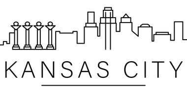 Kansas şehir anahat simgesi. cityscapes illüstrasyon çizgi simgesinin öğeleri. işaretleri, semboller web, logo, mobil uygulama, Ui, Ux için kullanılabilir